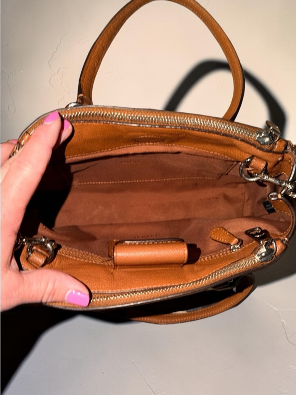 Coach Stanton Carryall 26 in Crossgrain Leather - Saddle/Silver - Picture 8 of 11